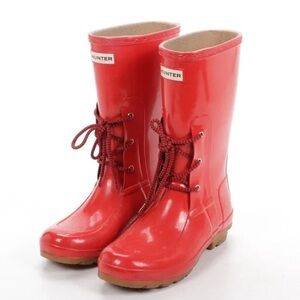 Hunter Kids' Red Lace-Up Rain Boots, Size 5